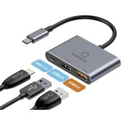 Renkforce RF-6735680 USB Hub 2 + 1 port USB-A, USB-C® USB 3.2 Gen2 10 GBit/s s konektorem USB C šedá RF-TCH-100