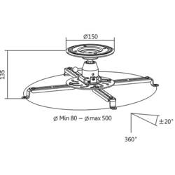 LogiLink BP0056 stropní držák projektoru stropní držák, nastavitelná výška, naklápěcí + nakláněcí vzd. země-strop (max.): 135 mm bílá