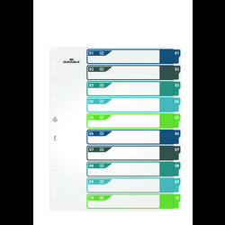 Durable 679527 rejstřík pořadače DIN A4+ 1-10 polypropylen barevně tříděná 10 karet 679527