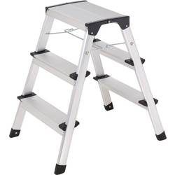 TOOLCRAFT TO-10104642 Slitina hliníku stupňovitý dvojitý žebřík skládací, Montáž bez nářadí stříbrná EN 14183 2.87 kg