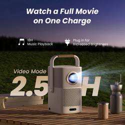 Yaber projektor T2Plus LED 450 ANSI-Lumen 1920 x 1080 Full HD provoz na akumulátor, Podporuje 4K, Integrovaný reproduktor JBL, Smart TV-Dongle, Automatické