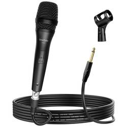 OneOdio ON55 ruční vokální mikrofon Druh přenosu:kabelový vč. kabelu, vč. svorky, kovový kryt na mikrofon (jack 6,3 mm), XLR kabelový černá