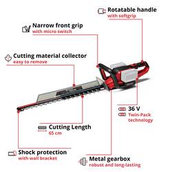 Einhell GE-CH 36/65 Li - Solo Power X-Change akumulátor nůžky na živý plot bez nabíječky, bez akumulátoru 18 V 720 mm