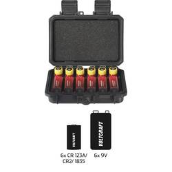 VOLTCRAFT Outdoorový kufr na akumulátory/baterie 12x 9 V, CR-123A, CR 2, 18350 (d x š x v) 157 x 125.5 x 46 mm