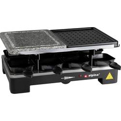 Alpina Switzerland 871125218225 raclette gril 8 pánví, nepřilnavý povlak, s lávovým kamenem černá