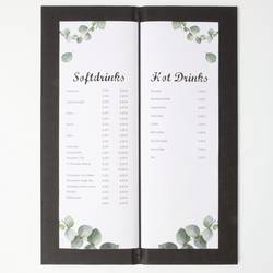 Sigel GM100 Nápojový lístek 1/2 DIN A4 1 ks včetně 2 dvojitých průhledných fólií pro 8 stran, Gumová vazba černá