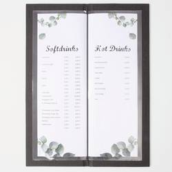 Sigel GM101 Nápojový lístek 1/2 DIN A4 1 ks včetně 2 dvojitých průhledných fólií pro 8 stran, Gumová vazba antracitová