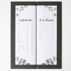 Sigel GM101 Nápojový lístek 1/2 DIN A4 1 ks včetně 2 dvojitých průhledných fólií pro 8 stran, Gumová vazba antracitová