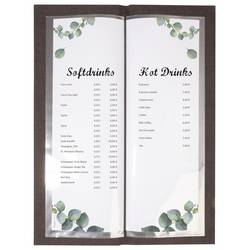 Sigel GM220 Nápojový lístek 1/2 DIN A4 1 ks včetně 2 dvojitých průhledných fólií pro 8 stran, Gumová vazba tmavě šedá , béžová