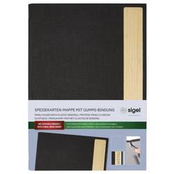 Sigel SM220 Pořadač na jídelní lístky DIN A4 1 ks včetně 2 dvojitých průhledných fólií pro 8 stran, Gumová vazba tmavě šedá , béžová