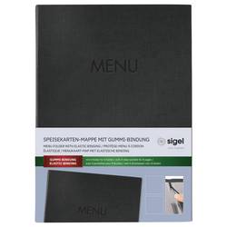 Sigel SM202 Pořadač na jídelní lístky DIN A4 1 ks včetně 2 dvojitých průhledných fólií pro 8 stran, Gumová vazba černá