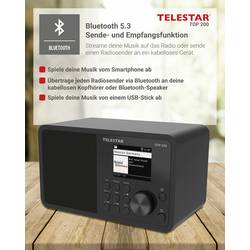 Telestar TOP 200 Schwarz 5700200 internetové přenosné rádio, internetové, DAB+, FM, černá