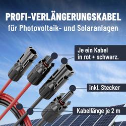 Absina 910001 ABSINA 2x 2 Meter Solarkabel 4mm2 - PV Kabel, Solarleitung, PV Leitung prodlužovací kabel 4 mm² Délka kabelu 2 m