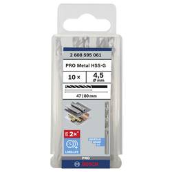 Bosch Accessories 2608595061 HSS kovový spirálový vrták 4.5 mm Celková délka 80 mm broušený DIN 338 válcová stopka 10 ks
