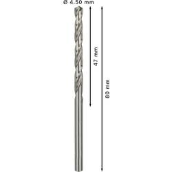 Bosch Accessories 2608595061 HSS kovový spirálový vrták 4.5 mm Celková délka 80 mm broušený DIN 338 válcová stopka 10 ks