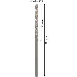 Bosch Accessories 2608595053 2608595053 HSS kovový spirálový vrták 2.5 mm Celková délka 57 mm broušený DIN 338 válcová stopka 10 ks