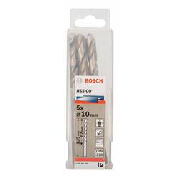 Bosch Accessories 2608585898 HSS kovový spirálový vrták 10 mm Celková délka 133 mm Cobalt DIN 338 válcová stopka 5 ks