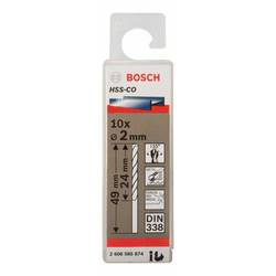 Bosch Accessories 2608585874 HSS kovový spirálový vrták 2 mm Celková délka 49 mm Cobalt DIN 338 válcová stopka 10 ks