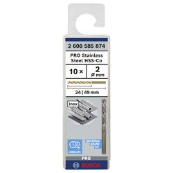 Bosch Accessories 2608585874 HSS kovový spirálový vrták 2 mm Celková délka 49 mm Cobalt DIN 338 válcová stopka 10 ks