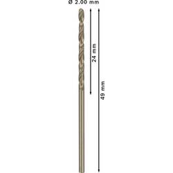 Bosch Accessories 2608585874 HSS kovový spirálový vrták 2 mm Celková délka 49 mm Cobalt DIN 338 válcová stopka 10 ks