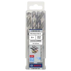 Bosch Accessories 2608585526 HSS kovový spirálový vrták 10.6 mm Celková délka 133 mm broušený DIN 338 válcová stopka 5 ks