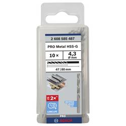 Bosch Accessories 2608585487 HSS kovový spirálový vrták 4.3 mm Celková délka 80 mm broušený DIN 338 válcová stopka 10 ks