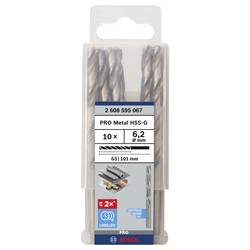 Bosch Accessories 2608595067 HSS kovový spirálový vrták 6.2 mm Celková délka 101 mm broušený DIN 338 válcová stopka 10 ks