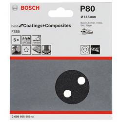 Bosch Accessories Best for Stone 2608605558 brusné papíry pro excentrické brusky na suchý zip, s otvory Zrnitost 80 (Ø x d) 115 mm x 115 mm 5 ks