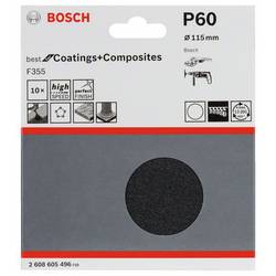 Bosch Accessories 2608605496 2608605496 brusný papír pro brusné kotouče na suchý zip, bez otvorů Zrnitost 60 (Ø) 115 mm 10 ks