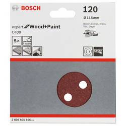 Bosch Accessories Best for Wood 2608605106 brusné papíry pro excentrické brusky na suchý zip, s otvory Zrnitost 120 (Ø) 115 mm 5 ks