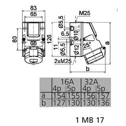 Bals Elektrotechnik 1011 1011 CEE zásuvka na stěnu, 1 ks