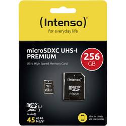 Intenso Premium paměťová karta microSDXC 256 GB Class 10, UHS-I vč. SD adaptéru