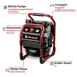 Einhell Professional SILENZZO 18/160, 4020385, Akumulátorový kompresor, 8 bar, 2 válce