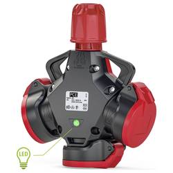 PC Electric 253832-src 3násobná zásuvka guma s napěťovou referencí 250 V červená IP54