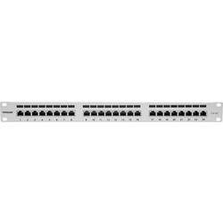 Intellinet 24-Port Cat6a Patchpanel geschirmt 1HE Kabeleinführung 90° abgewinkelt grau 24 portů patch panel 483 mm (19) 1 U šedá (RAL 7035) osazený