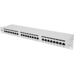 Intellinet 24-Port Cat6a Patchpanel geschirmt 1HE Kabeleinführung 90° abgewinkelt grau 24 portů patch panel 483 mm (19) 1 U šedá (RAL 7035) osazený