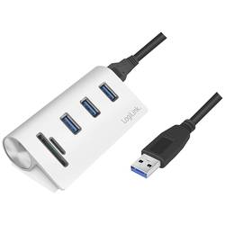 LogiLink CR0045 USB Hub 3 porty USB-A USB 3.0 5 GBit/s s hliníkovým krytem, se zabudovanou čtečkou SD karet stříbrná CR0045