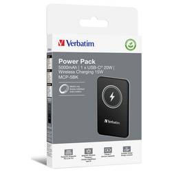 Verbatim Charge n Go Magnetic Wireless powerbanka Li-Pol, 5000 mAh, Rychlé nabíjení, Quick Charge 3.0, Power Delivery 3.0, Adaptivní rychlé nabíjení, USB-C®,
