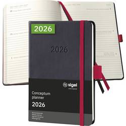 Sigel C2609 týdenní kalendář Conceptum 2026 Hardcover DIN A6 černá, červená 1 ks Počet stran: 176
