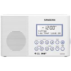 Sangean H203 H203D rádio do sprchy, DAB+, FM, stolní lampa, vodotěšné, bílá