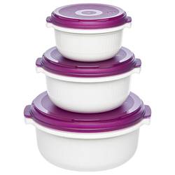 Emsa Micro Family Dóza do mikrovlnné trouby 0.5 l, 1 l, 1.5 l sada 3 ks plast bílá, ostružinová 508455