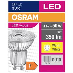 OSRAM HOMELIGHTING 4058075096622 LED Energetická třída (EEK2021) F (A - G) GU10 žárovka 4.3 W = 50 W teplá bílá (Ø x v) 50 mm x 50 mm 1 ks