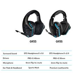 Logitech Gaming G935 Sluchátka Over Ear kabelová 7.1 Surround černá, RGB Redukce šumu mikrofonu regulace hlasitosti, Vypnutí zvuku mikrofonu, Vibrace Gaming