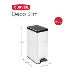 Curver DECO Bin 240640 odpadkový koš, 40 l, (š x v x h) 250 x 610 x 420 mm, stříbrná, černá, 1 ks