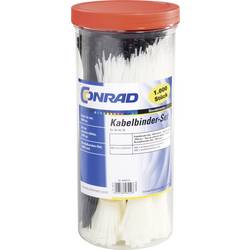 1000dílná sada stahovacích pásek Conrad Components 28530c209, černá, přírodní