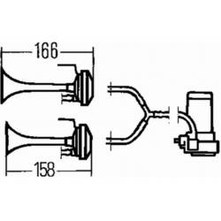 Hella 3PB 003 001-661 souzvuk 2 tónů kompresorová fanfára 24 V