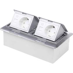 LEDmaxx 105627 2násobný vestavná zásuvka pro podlahovou montáž se zásuvkou Cat5, dětská ochrana hliník