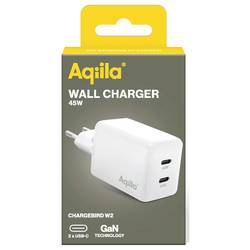 Aqiila W2 USB nabíječka, 2x USB-C®, 45 W, Dodávka energie, bílá