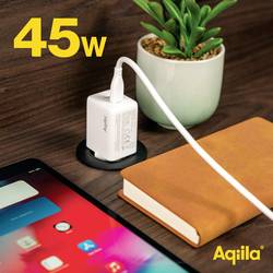 Aqiila W2 USB nabíječka, 2x USB-C®, 45 W, Dodávka energie, bílá