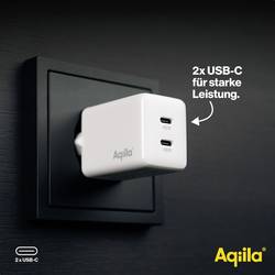 Aqiila W2 USB nabíječka, 2x USB-C®, 45 W, Dodávka energie, bílá